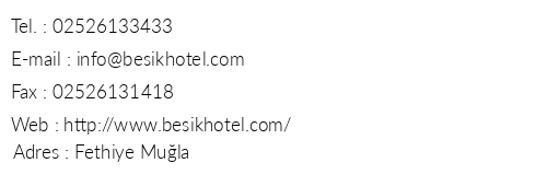 Beik Hotel telefon numaralar, faks, e-mail, posta adresi ve iletiim bilgileri